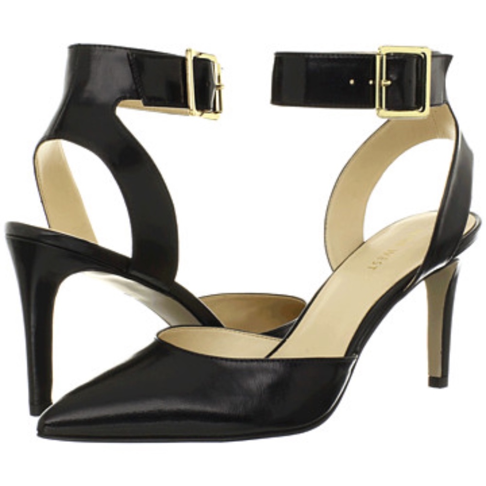 Nine West Callen Ankle Strap Black Heels Size 10